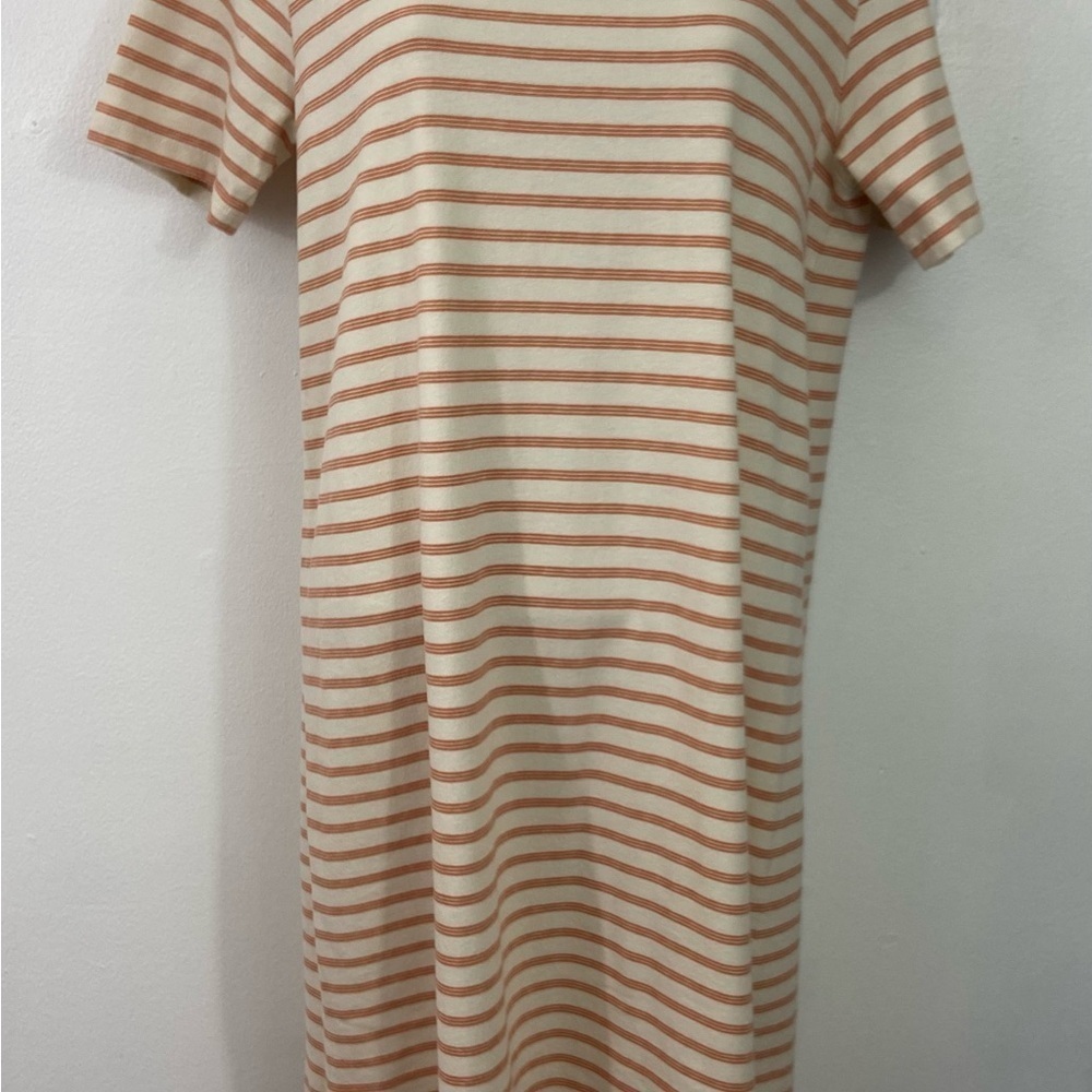 American Giant TShirt Dress Beige Striped Sz XS Preppy Classic 100% Cotton - Picture 2 of 9